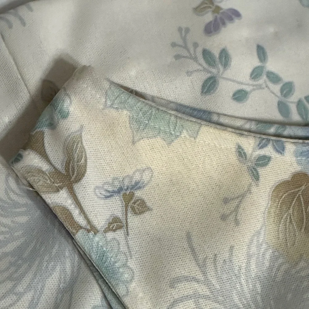 Vintage‎ 60's Floral 2 Piece Dress & Jacket Set Blue Purple Cream Cottagecore S